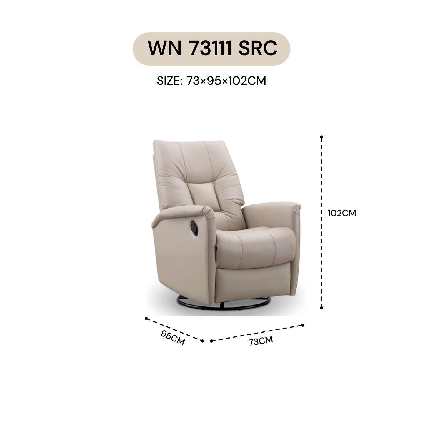 MASAKINI RECLINER LEATHER SOFA WN 73111 SRC