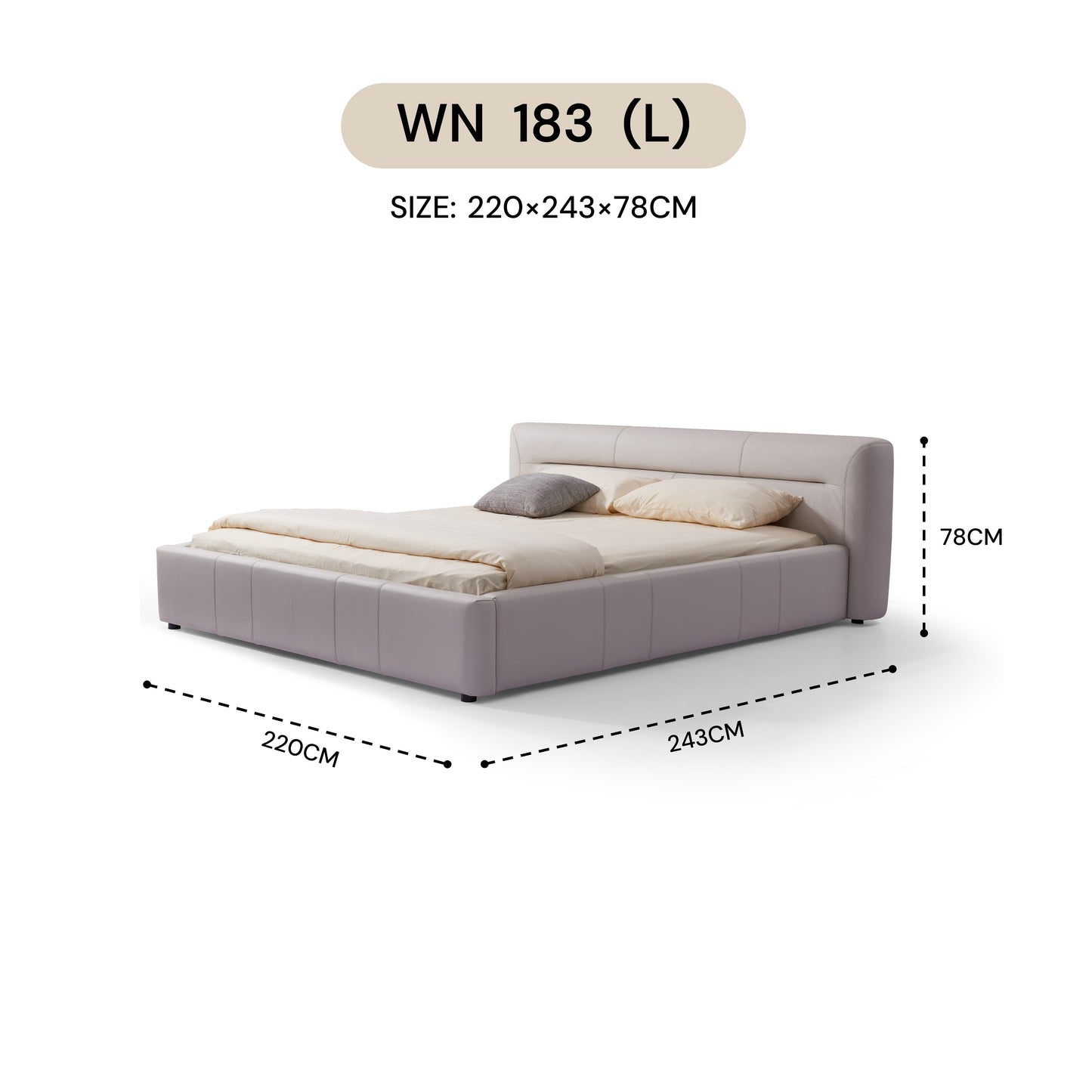 MASAKINI BED FRAME LEATHER WN 153 / WN 183