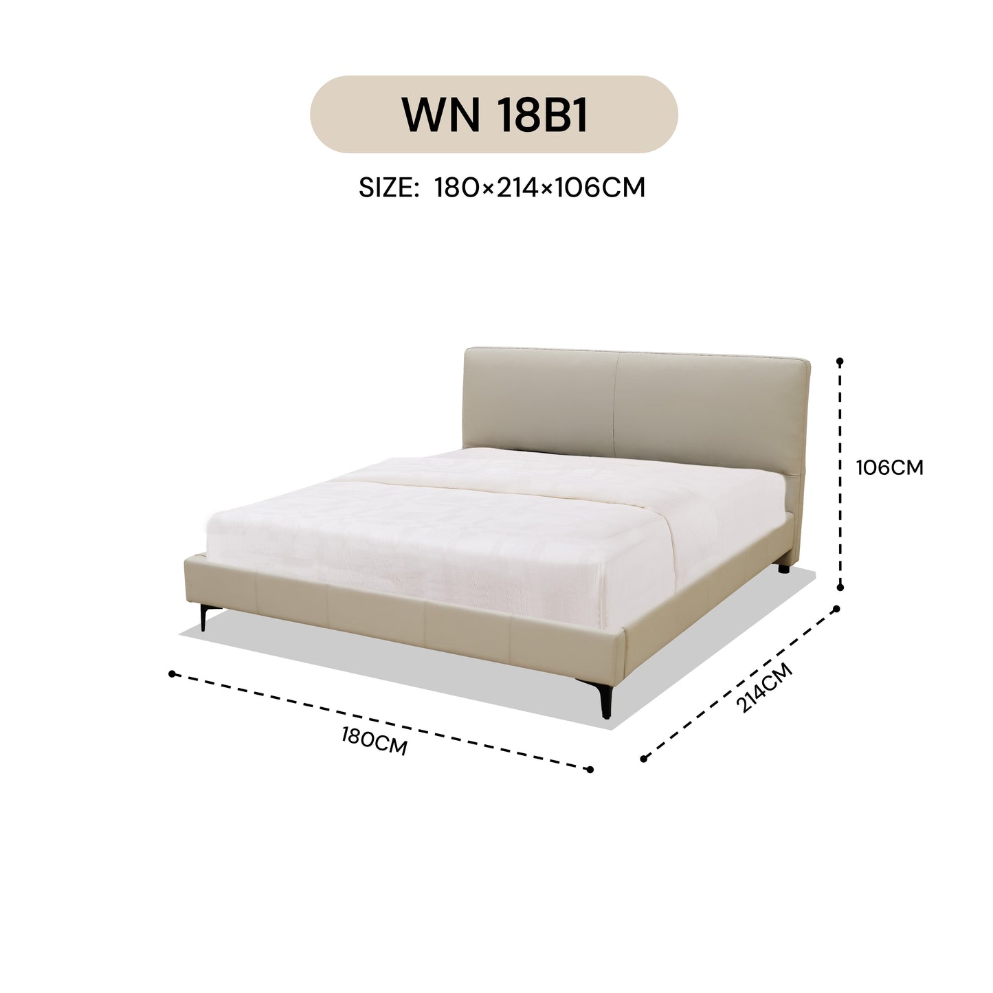 MASAKINI BED FRAME LEATHER WN 15B1 / WN 18B1