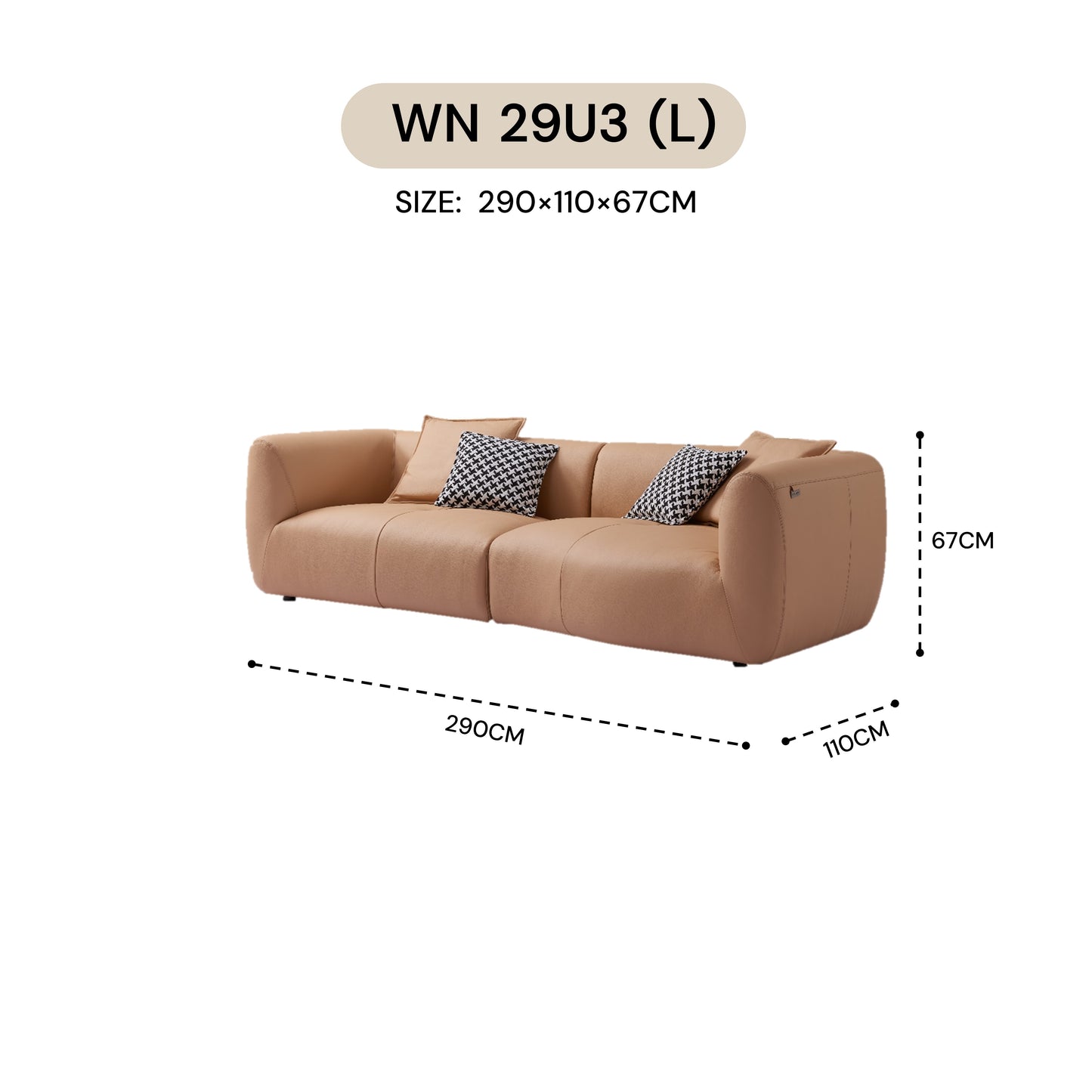 MASAKINI 4-SEATER LEATHER SOFA WN 25U3 / WN 27U3 / WN 29U3