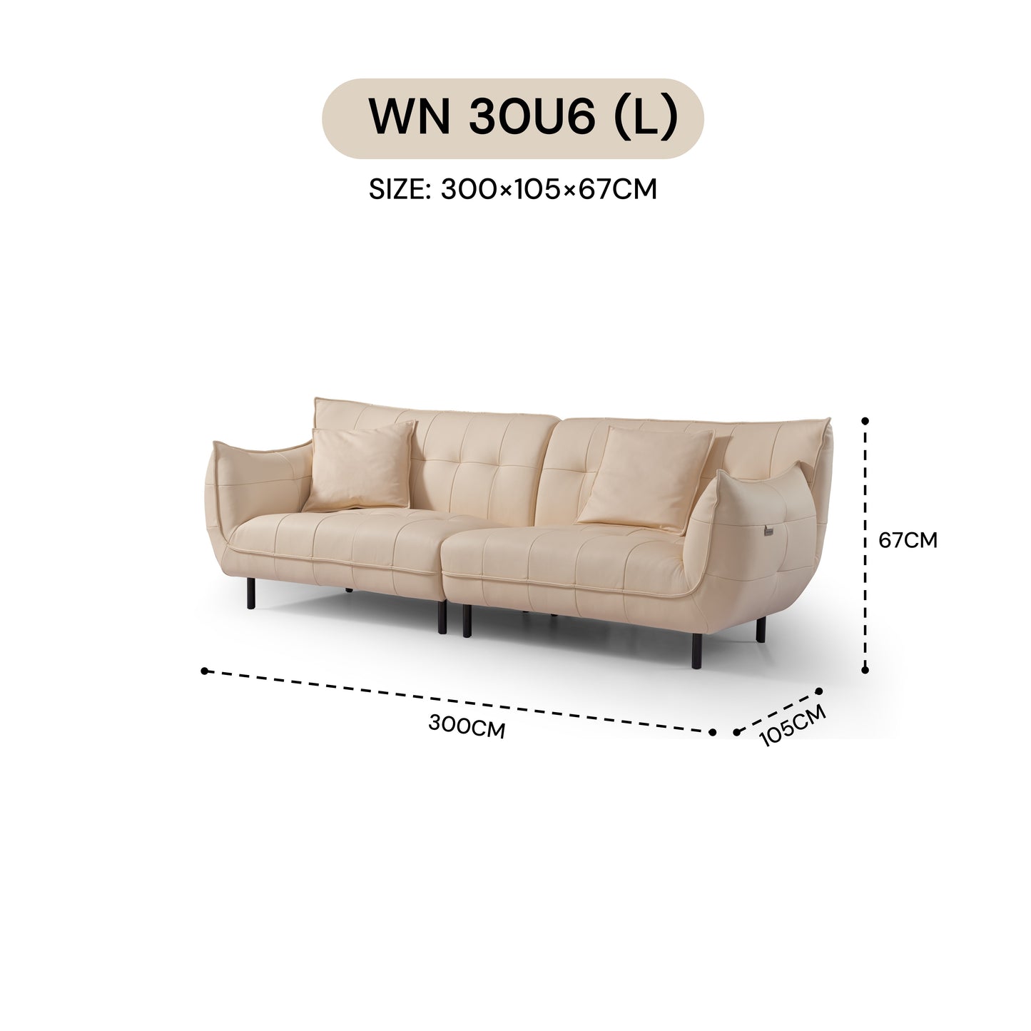 MASAKINI 4-SEATER LEATHER SOFA WN 22U6 / WN 26U6 / WN 28U6 / WN 30U6