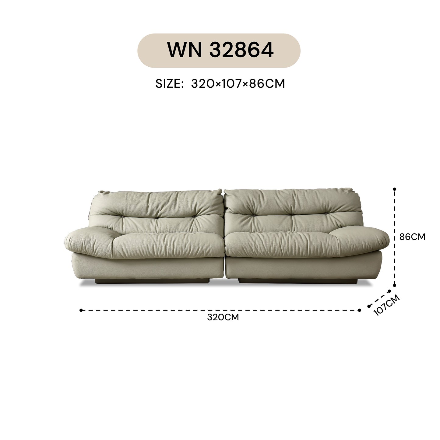 MASAKINI 3-SEATER LEATHER SOFA WN 23863 / WN 26864 / WN 28864 / WN 32864