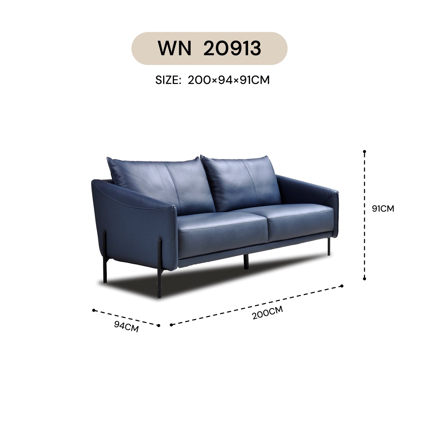 MASAKINI 3-SEATER LEATHER SOFA WN 20913