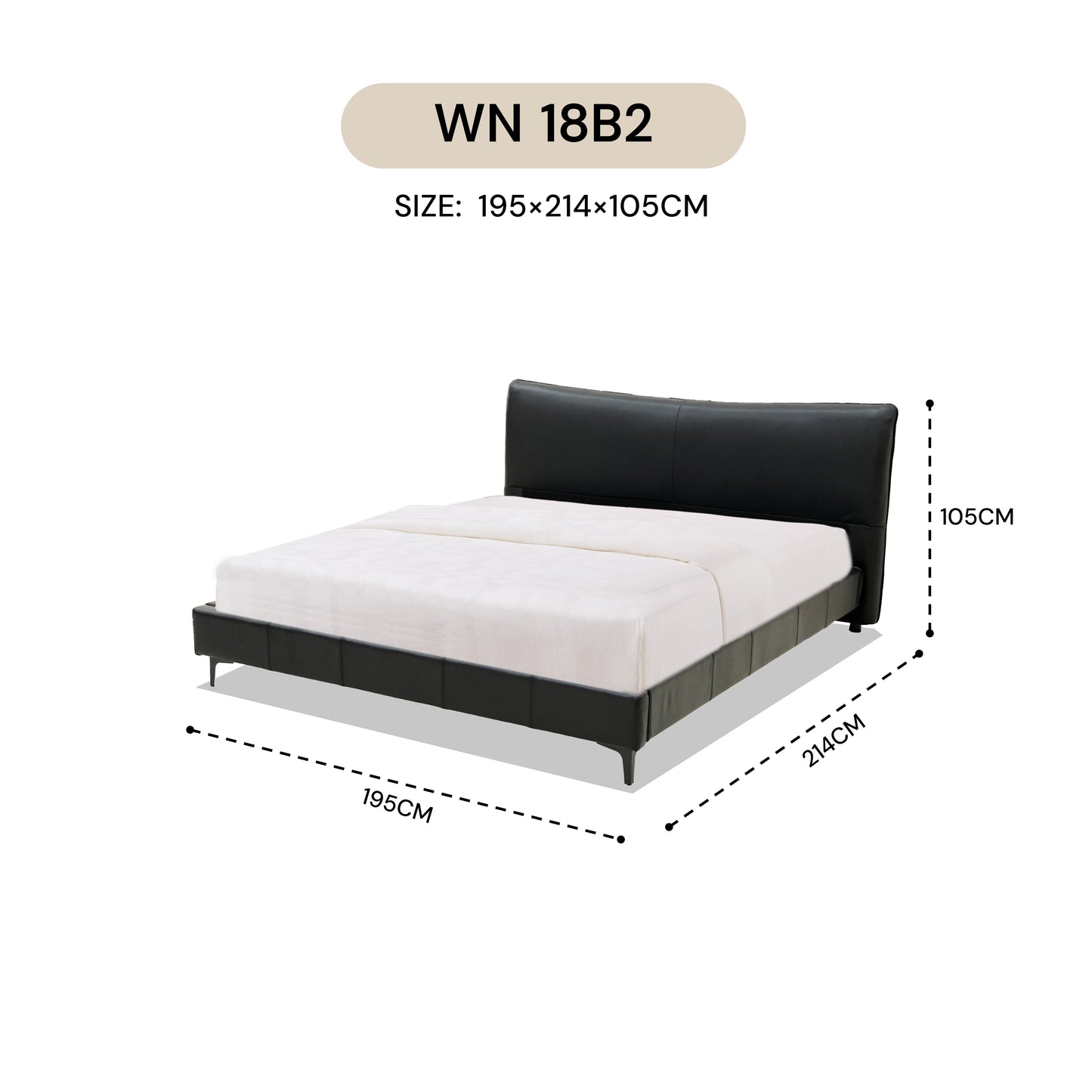 MASAKINI BED FRAME LEATHER WN 15B2 / WN 18B2