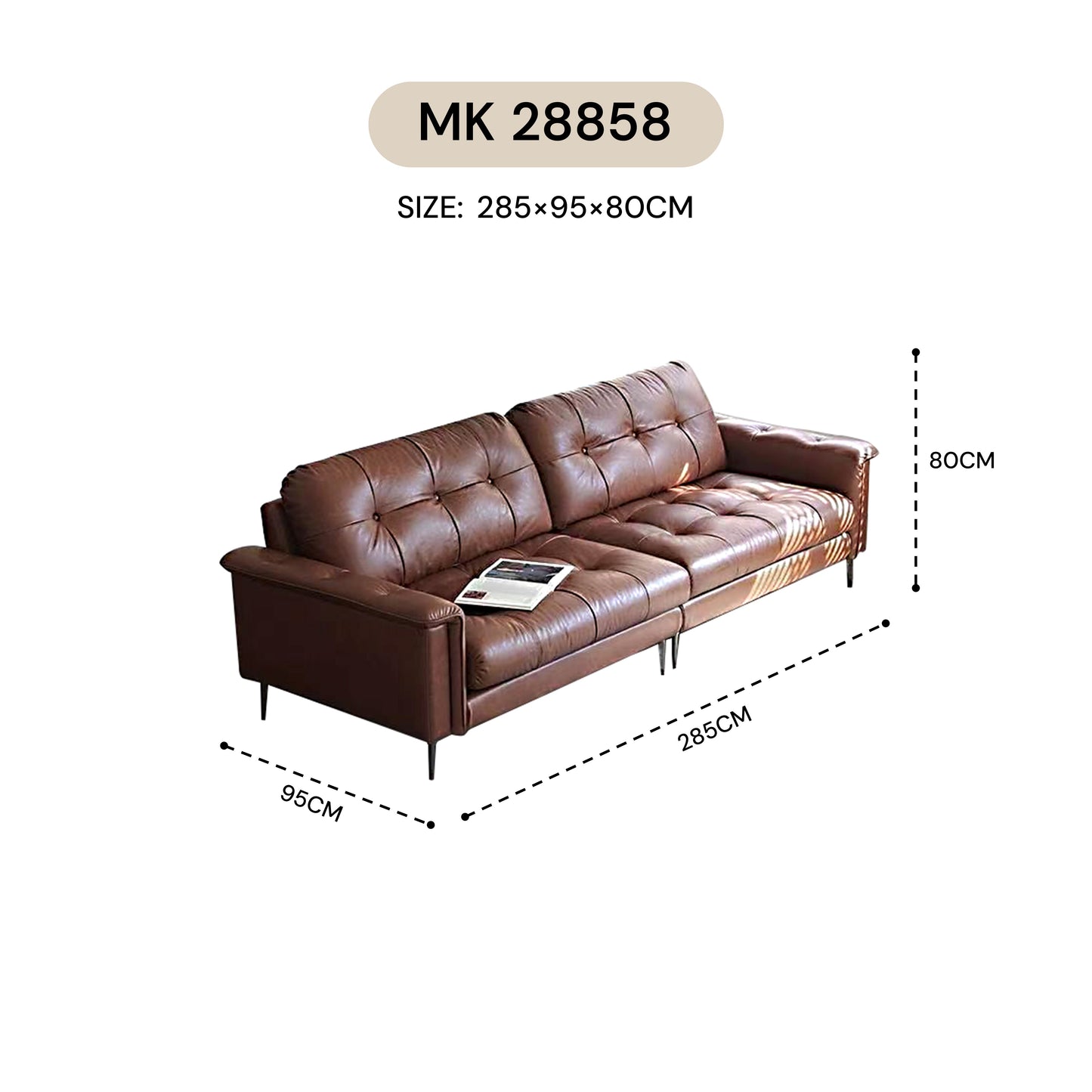 MASAKINI 3-SEATER LEATHER SOFA MK 22858/ MK 24858 / MK 26858 / MK 28858