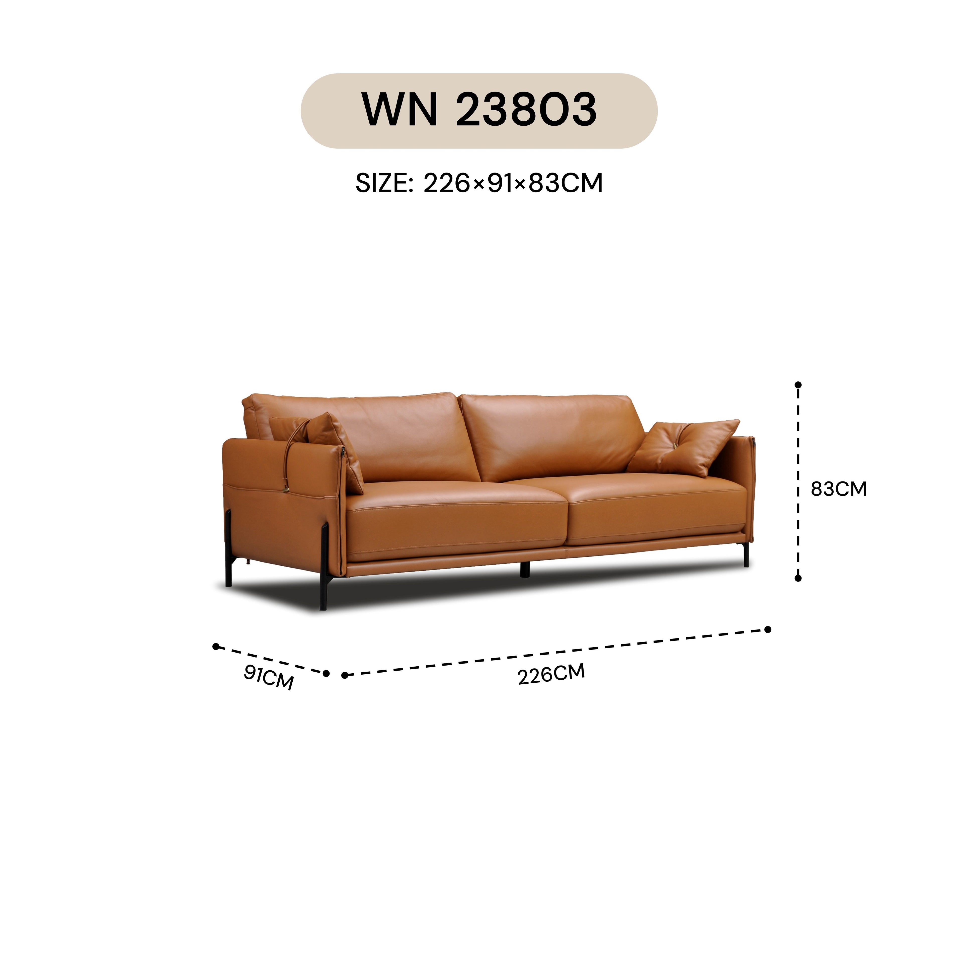 MASAKINI 3-SEATER LEATHER  SOFA WN 23803