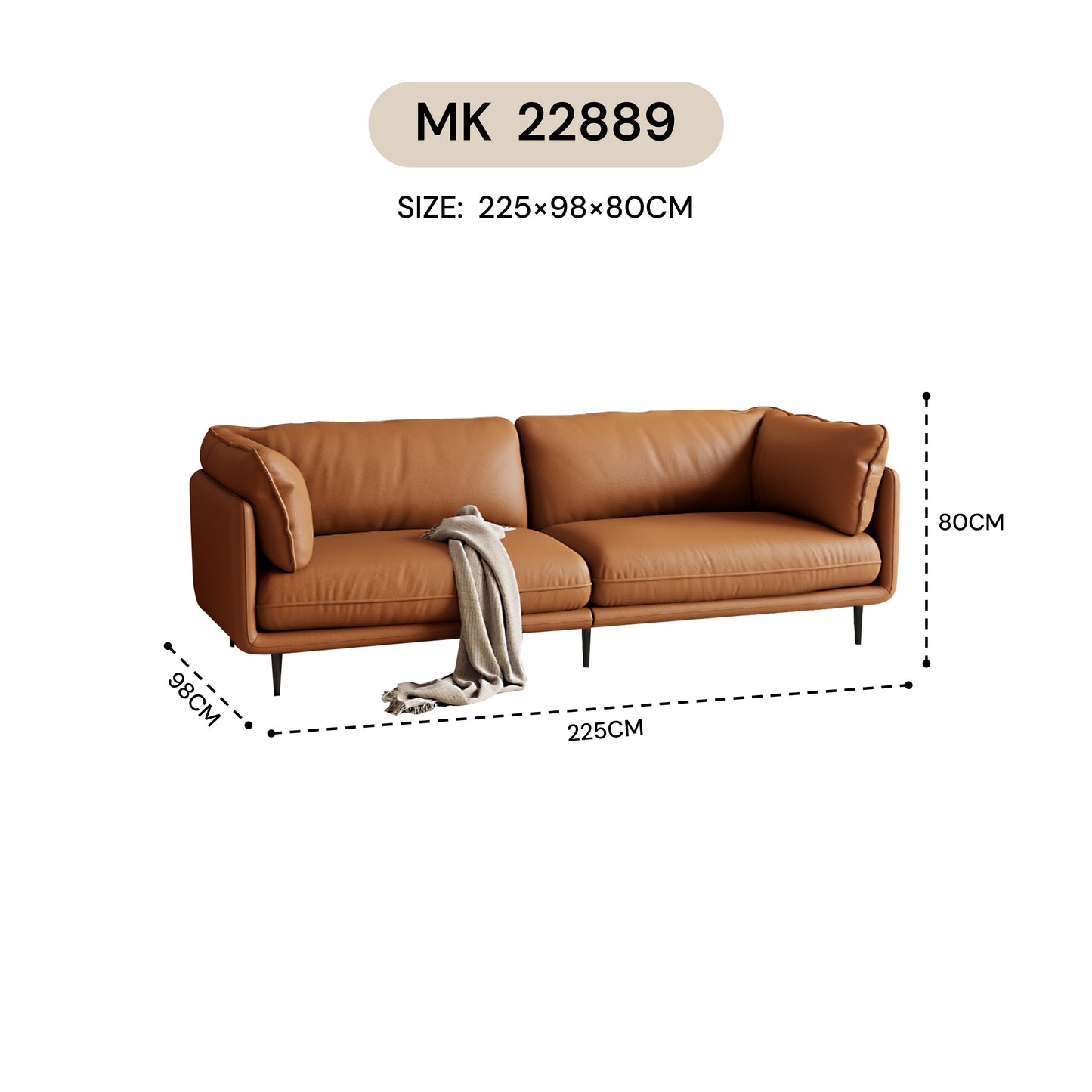 MASAKINI 3-SEATER LEATHER  SOFA MK 22889 / MK 25889 / MK 27889 / MK 29889