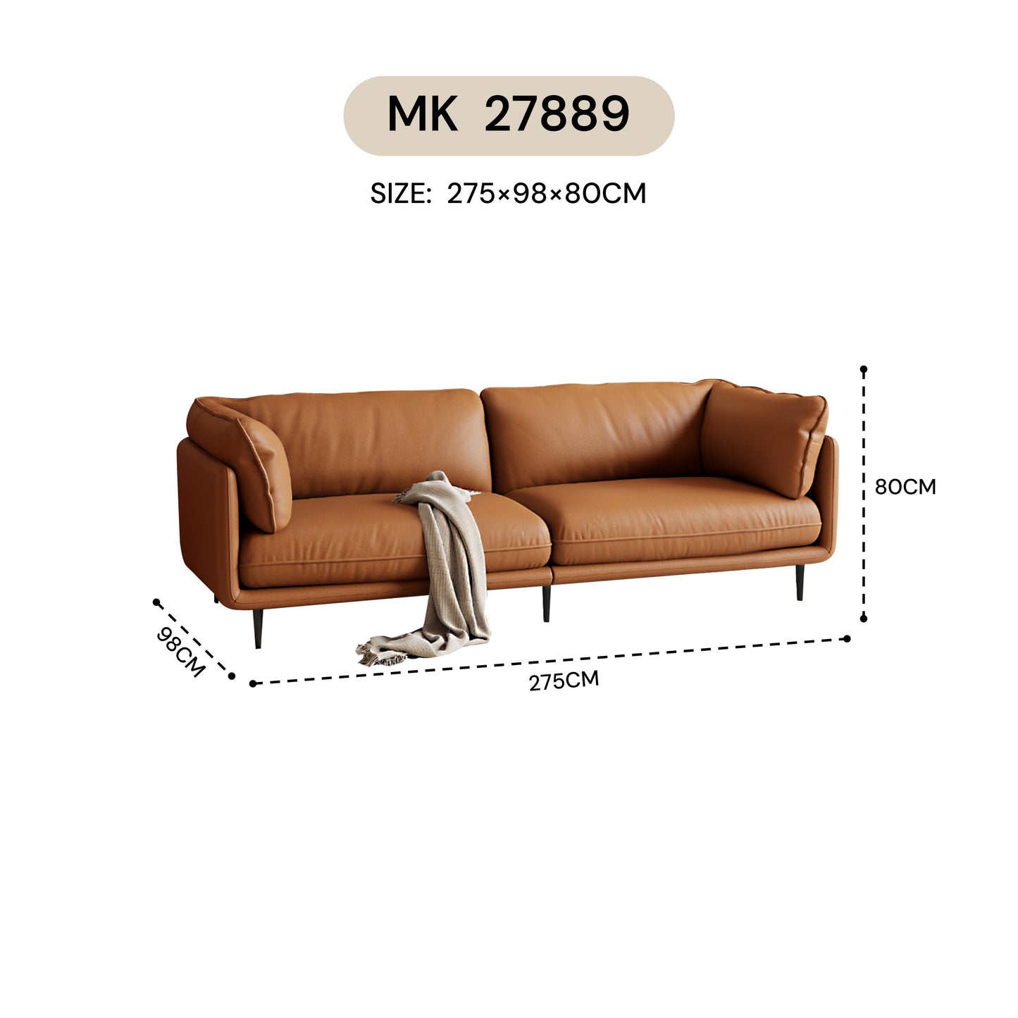 MASAKINI 3-SEATER LEATHER  SOFA MK 22889 / MK 25889 / MK 27889 / MK 29889