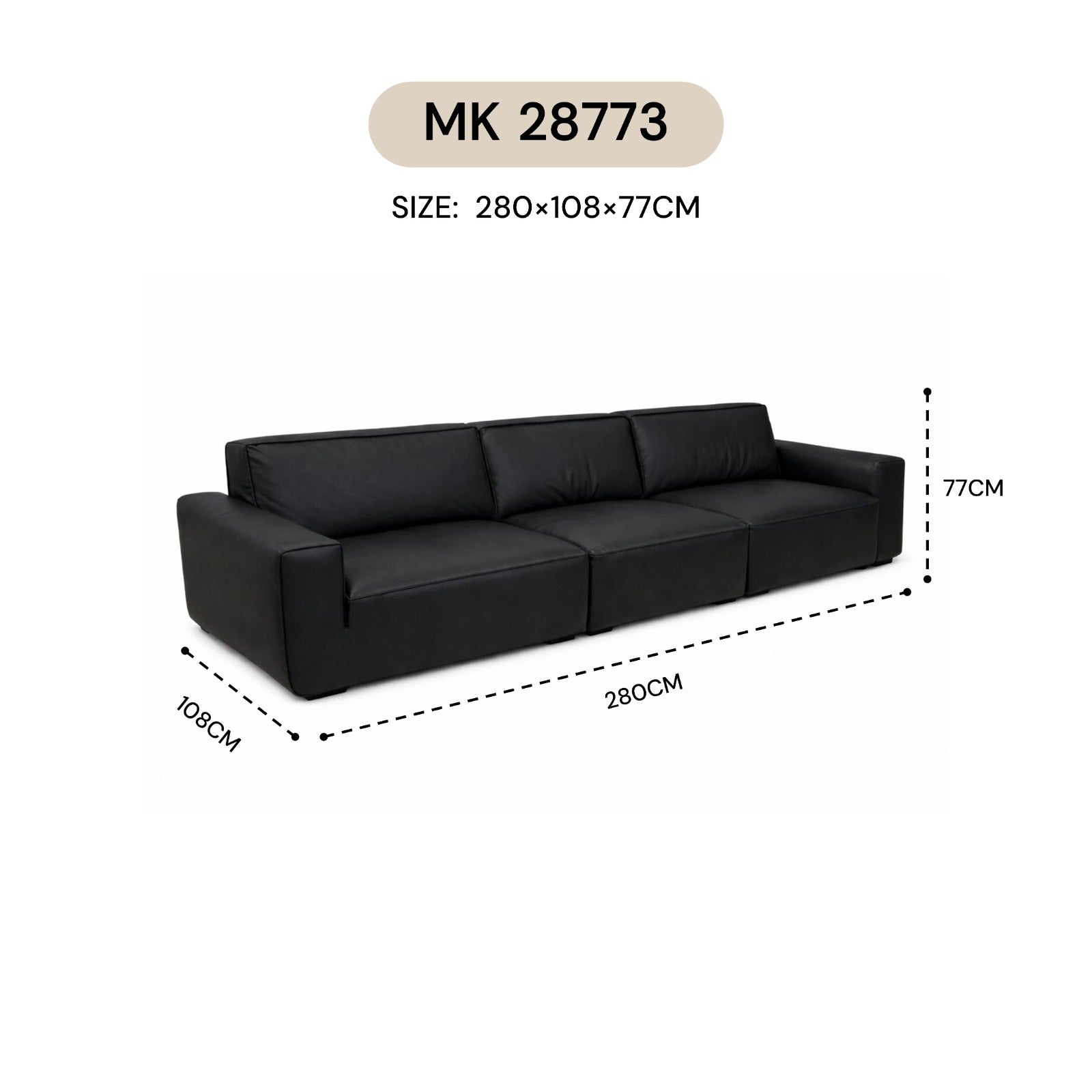 MASAKINI 3-SEATER LEATHER SOFA MK 28773