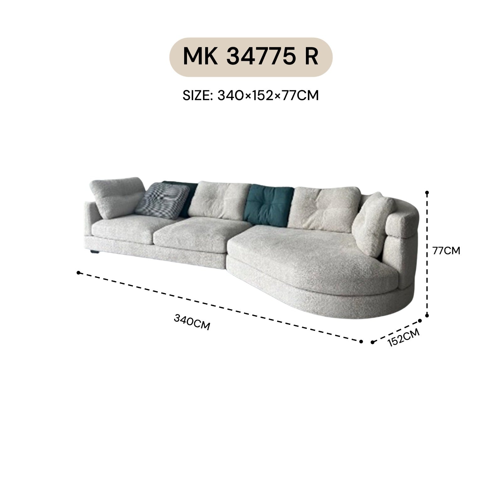 MASAKINI 3-SEATER FABRIC SOFA MK 34774