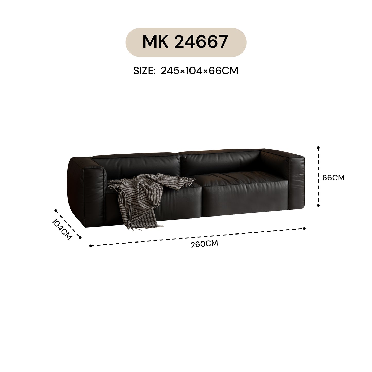 MASAKINI 3-SEATER LEATHER  SOFA MK 24667