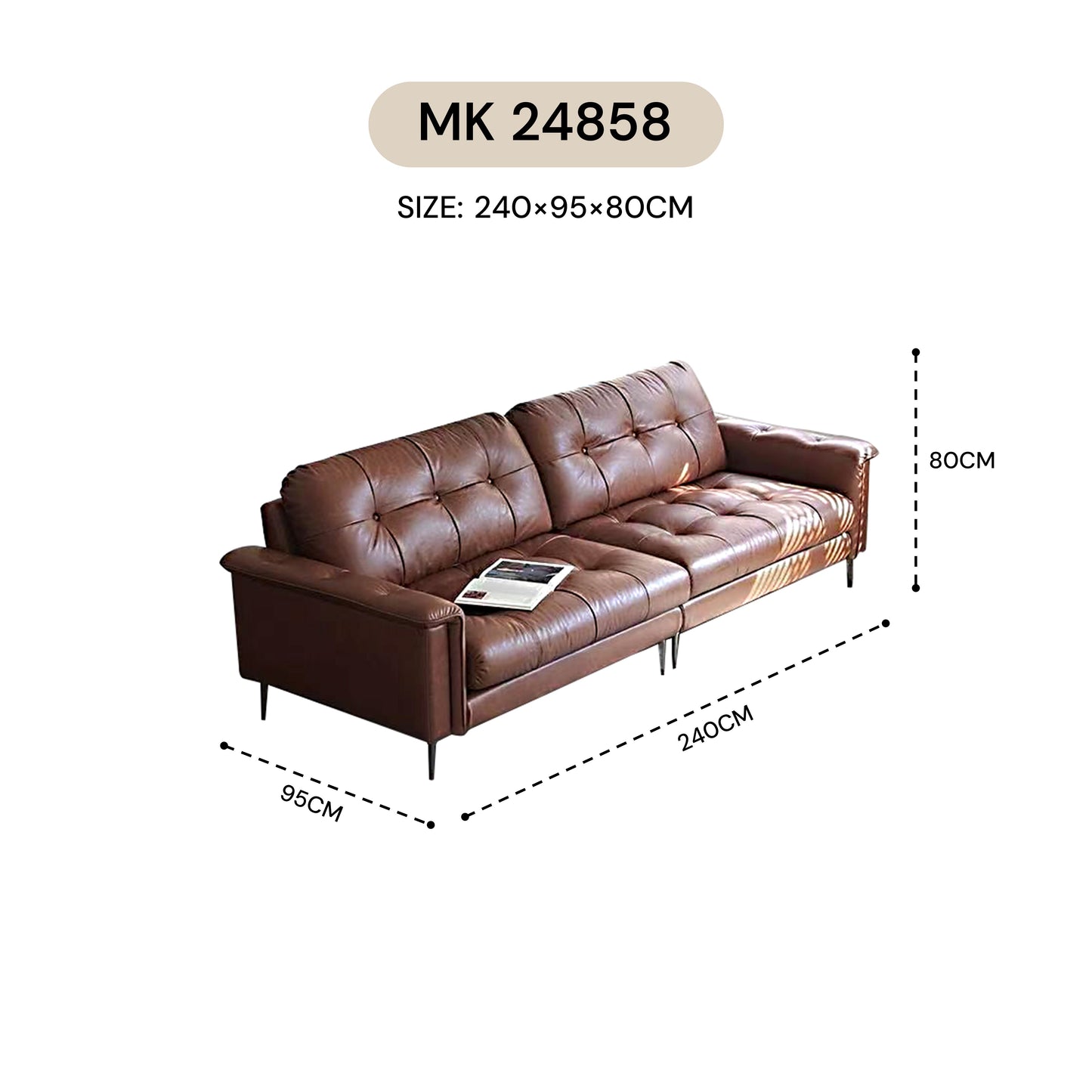 MASAKINI 3-SEATER LEATHER  SOFA MK 24858