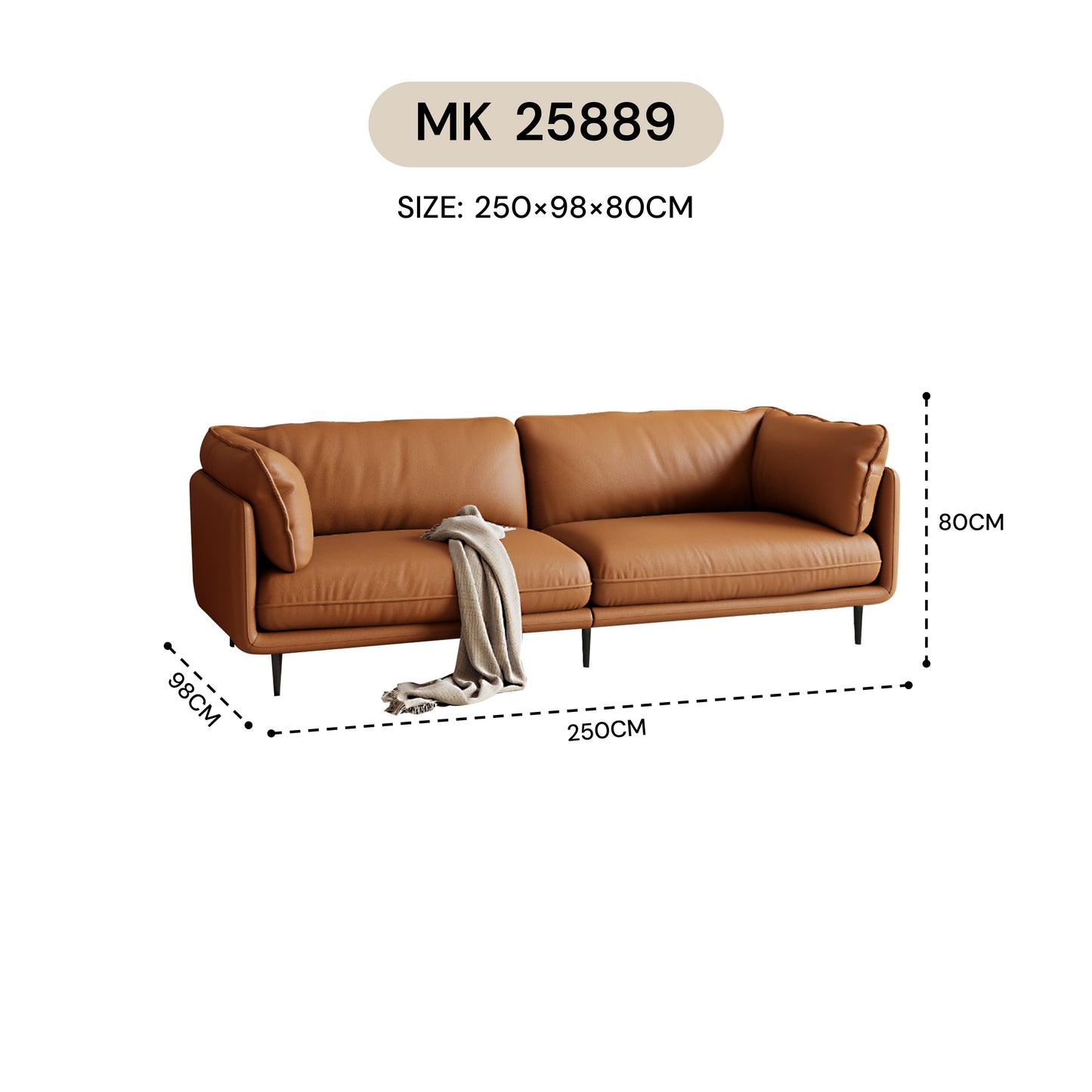 MASAKINI 3-SEATER LEATHER  SOFA MK 25889