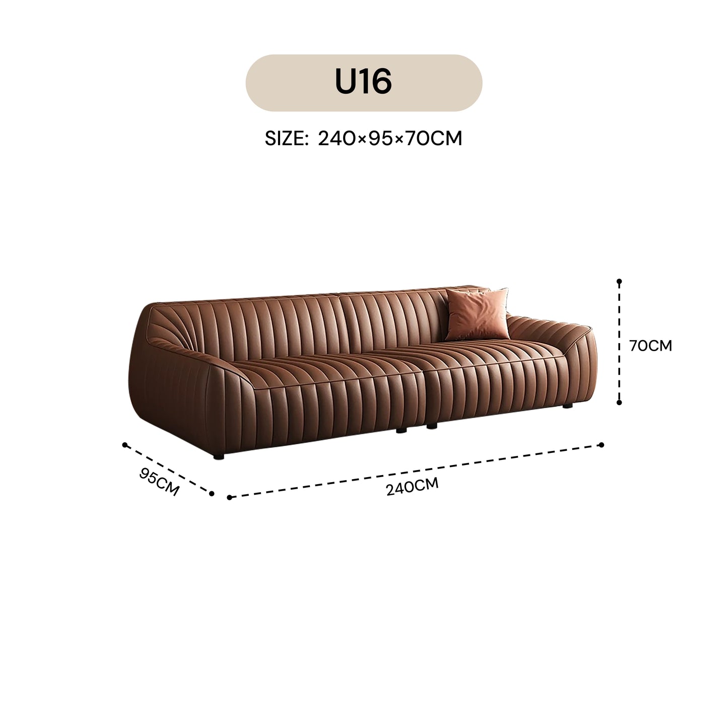 MASAKINI 3-SEATER LEATHER  SOFA U16