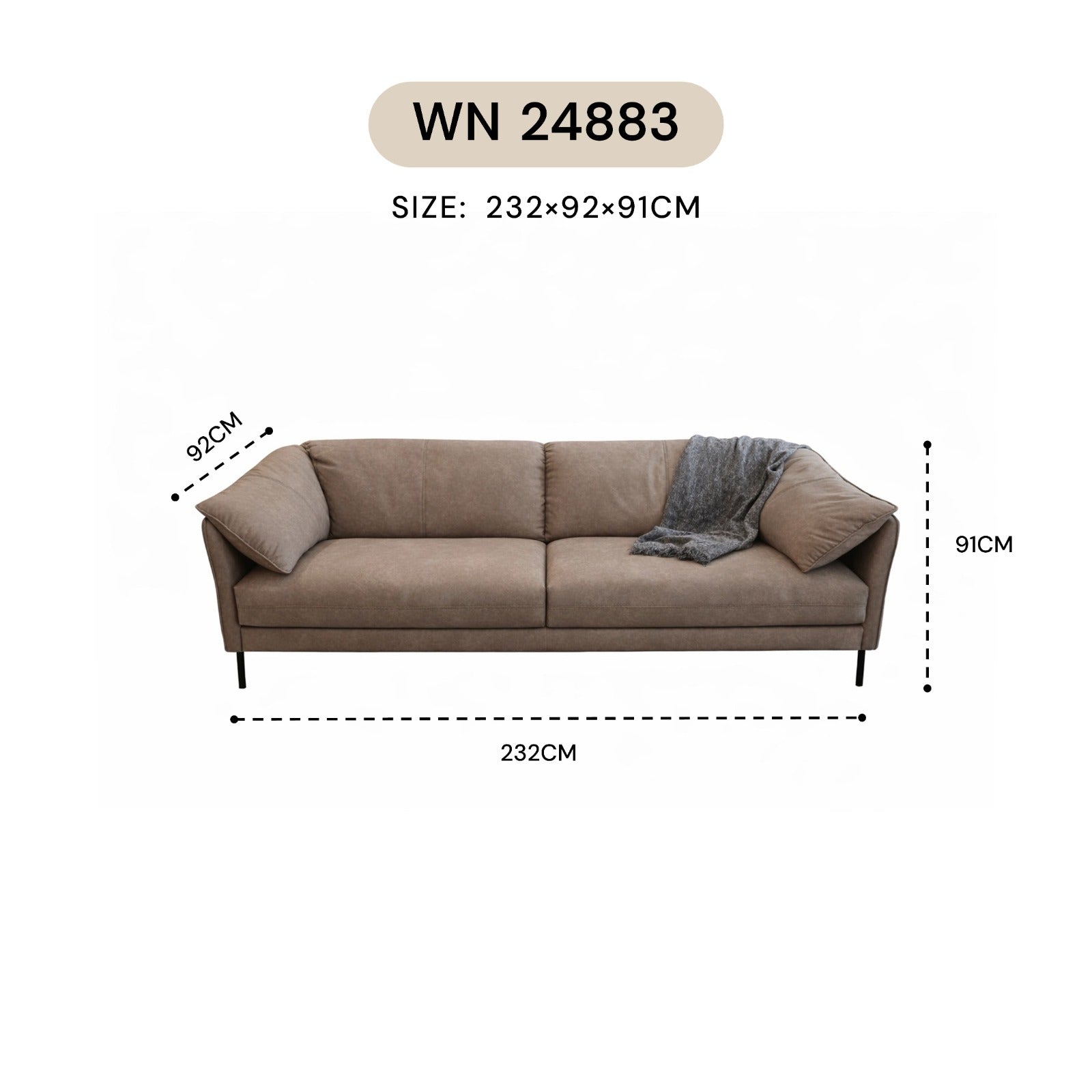 MASAKINI 3-SEATER LEATHER SOFA