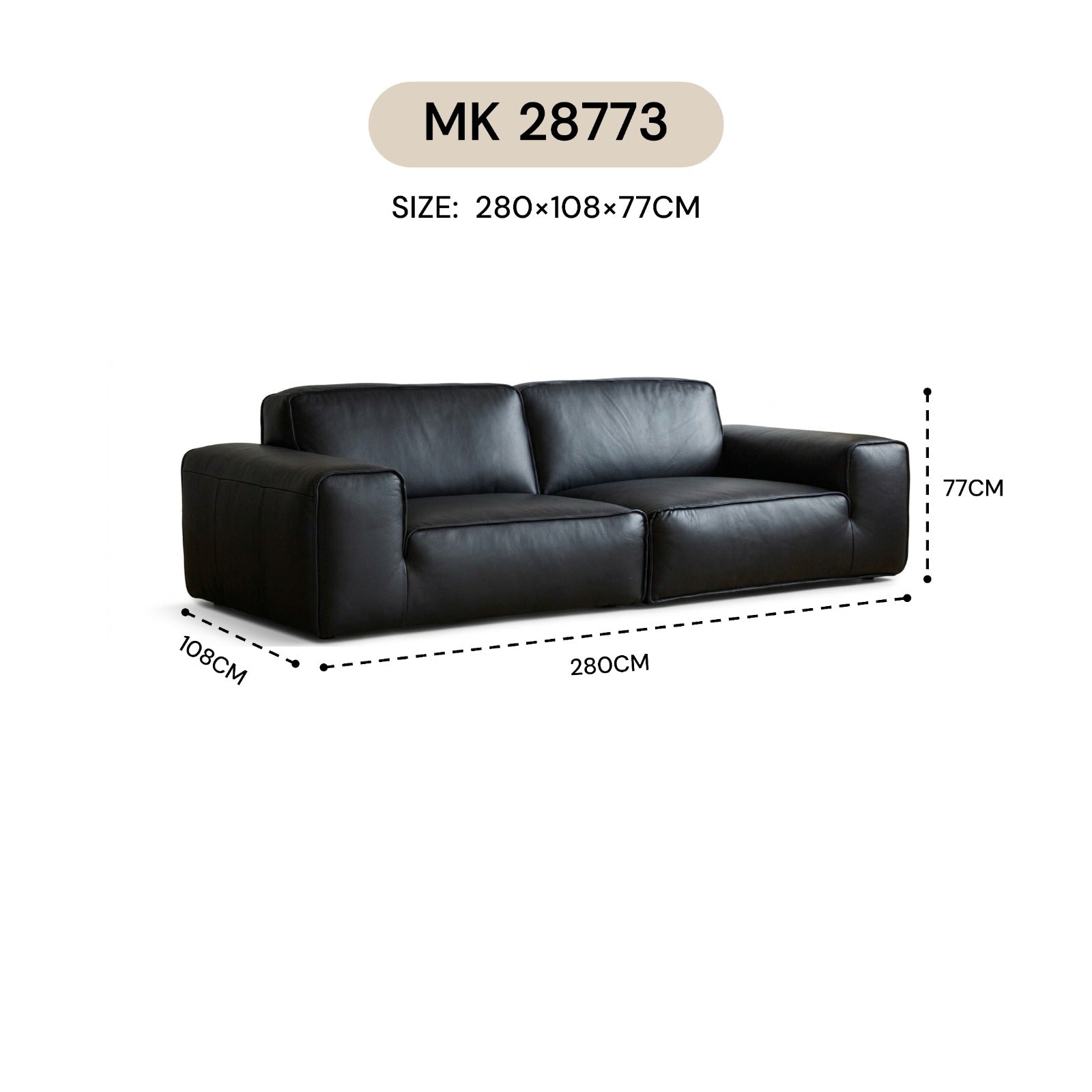 MASAKINI 3-SEATER LEATHER SOFA