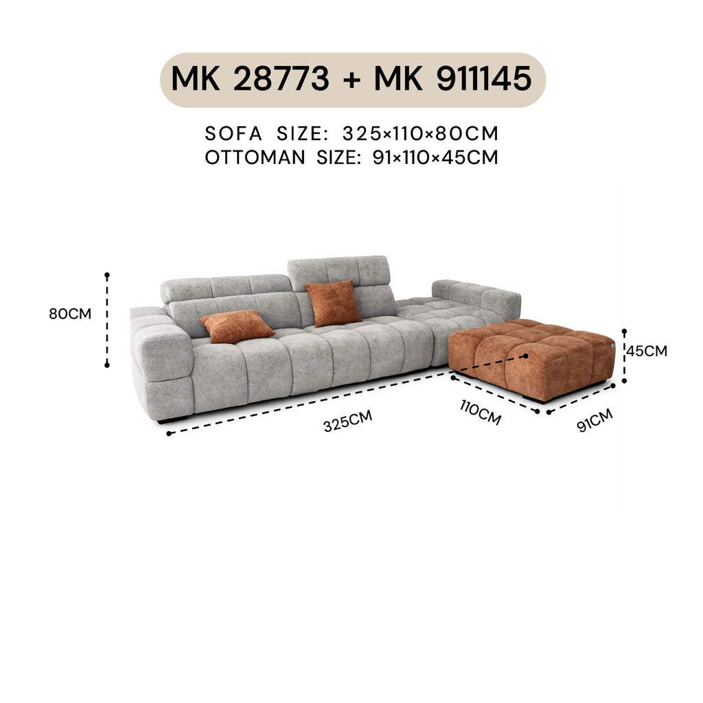 MASAKINI 3-SEATER FABRIC SOFA
