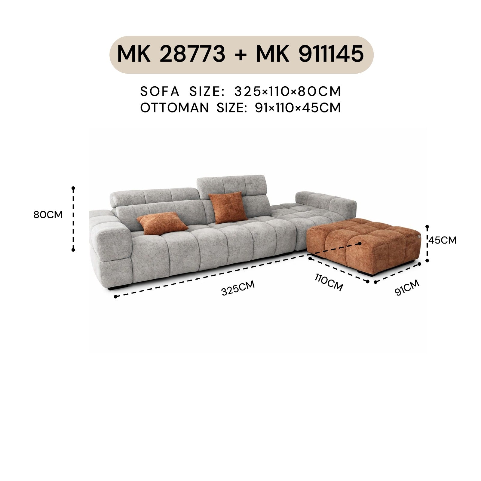 MASAKINI 3-SEATER FABRIC SOFA
