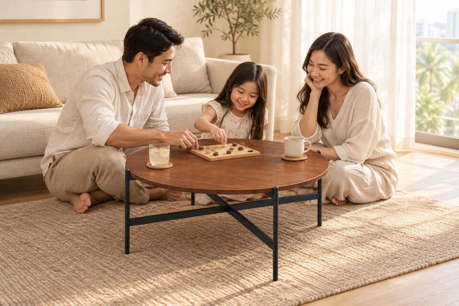AFRAIN MK 8339 coffee table in a modern family living room