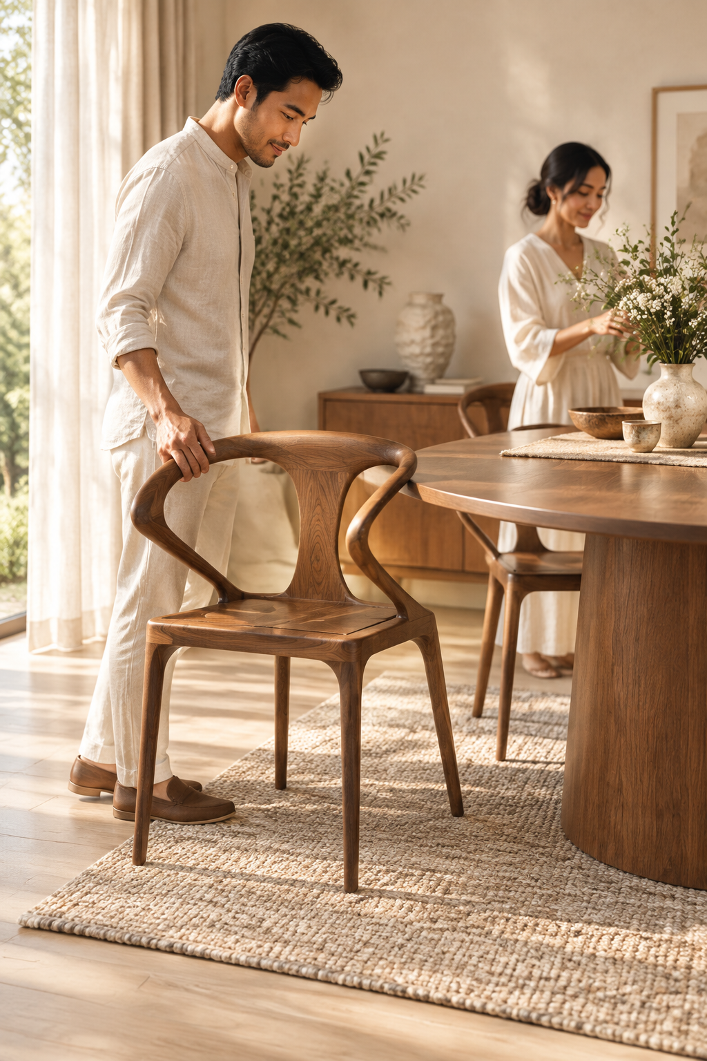 ARKED MK 2202-2 sculptural dining chair in a contemporary dining room