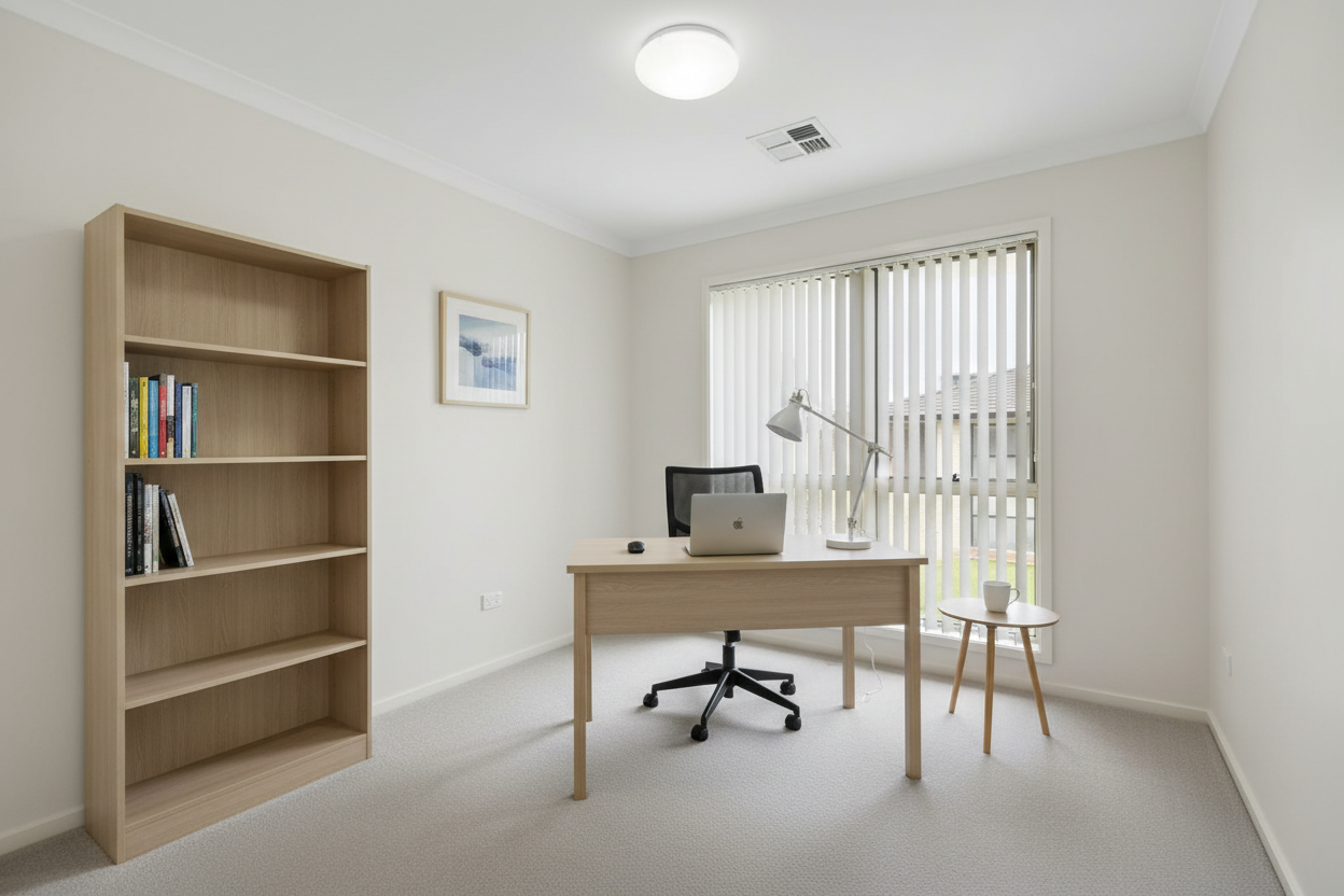 Before - modern study room with laptop