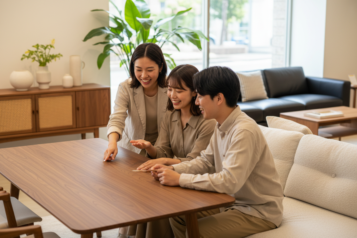 Close-up Showroom Interaction