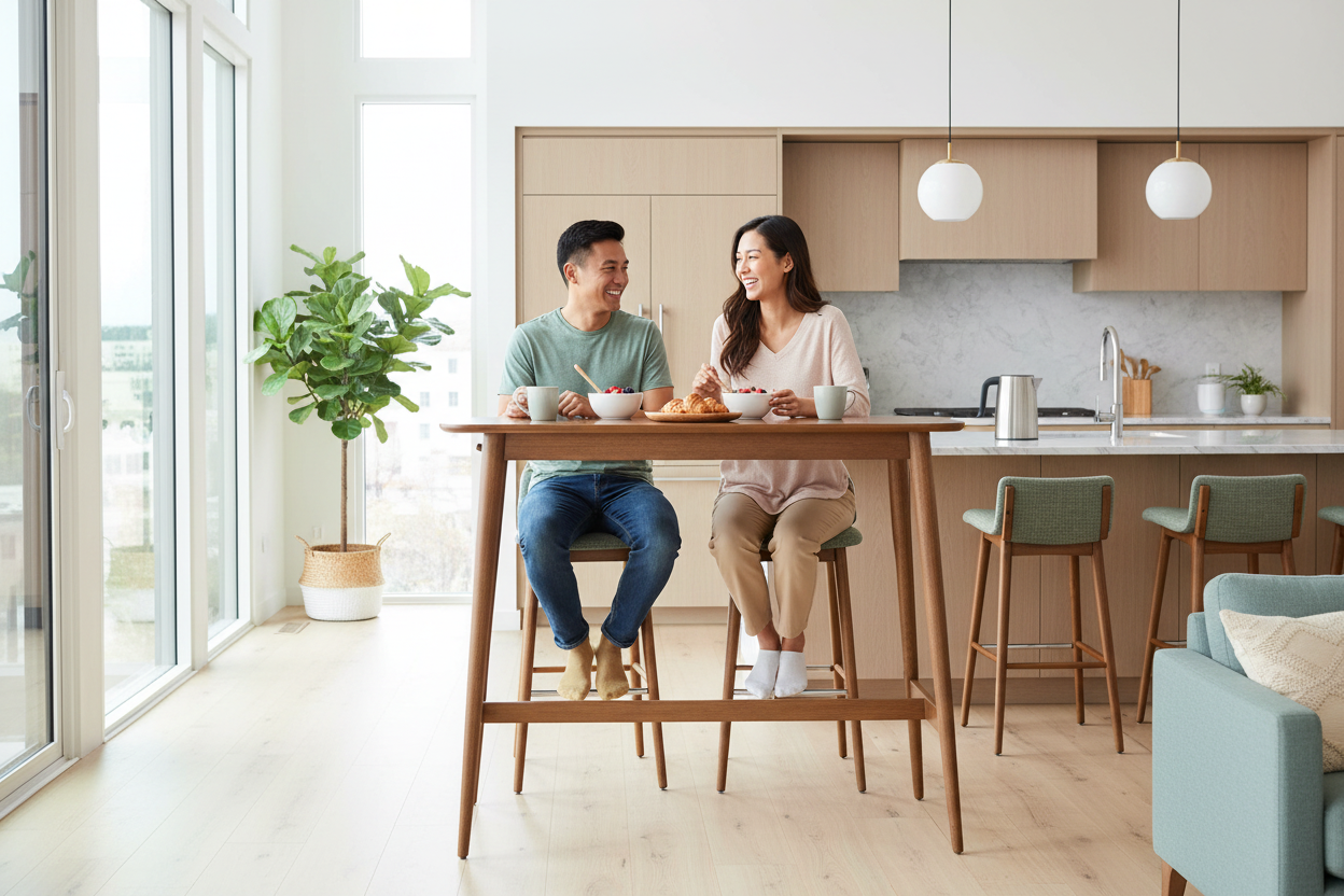 Couple at bar table