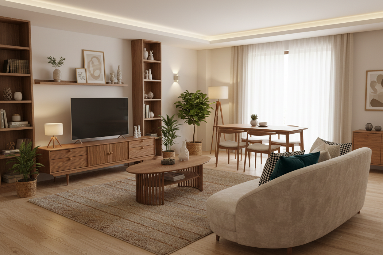 Cozy living room with 10 products