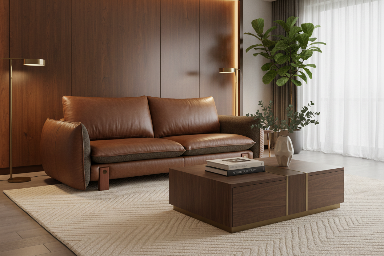 FM 241087 Leather Sofa Lifestyle Hero