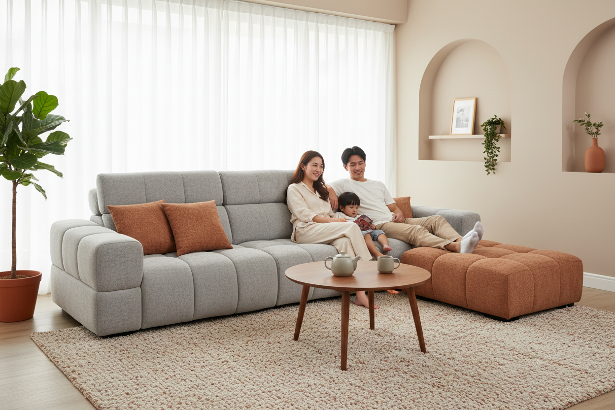 MASAKINI 3-SEATER FABRIC SOFA MK 28773 + MK 911145 Lifestyle - Correct Size