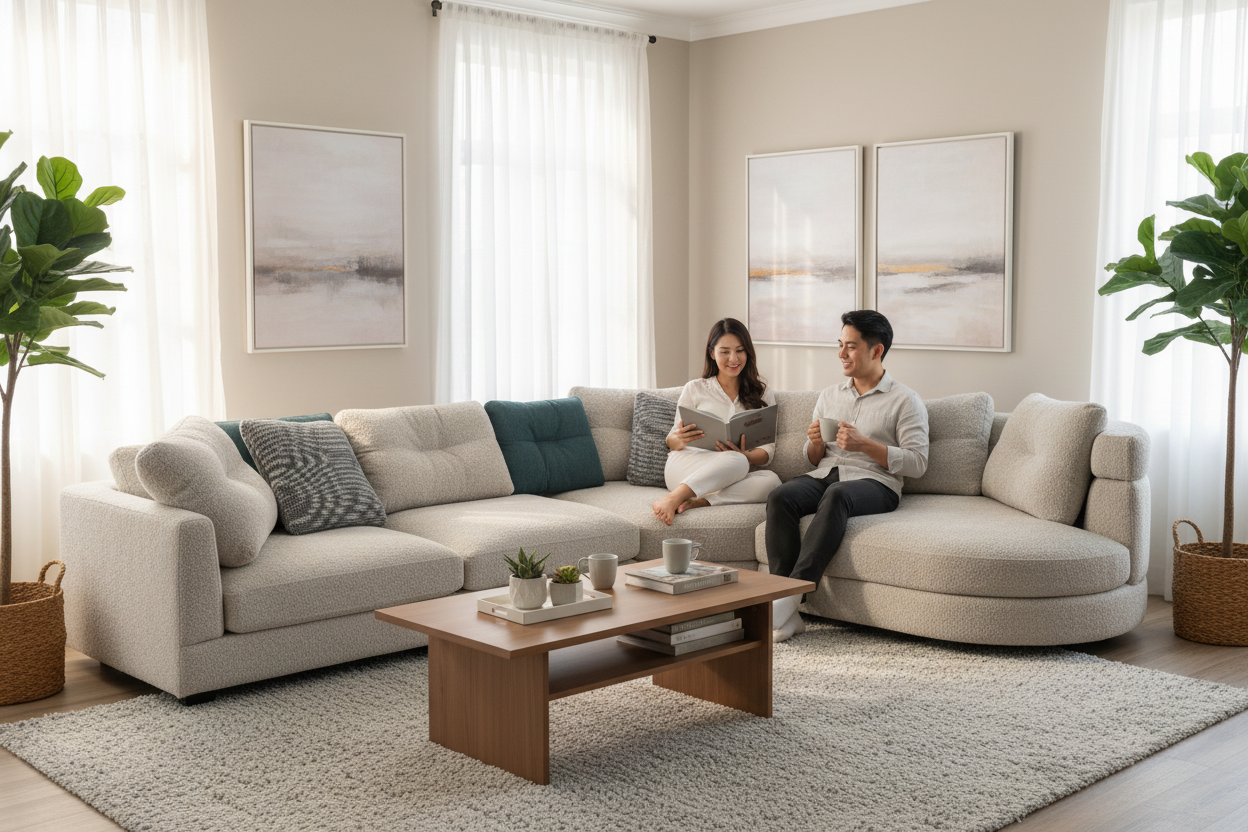 MASAKINI 3-SEATER FABRIC SOFA MK 34775 R Lifestyle