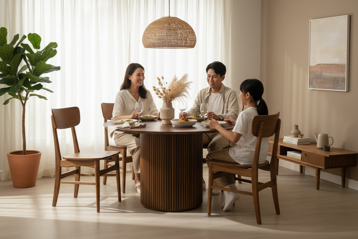 NORDIC DINING TABLE FJ 1200-7 + NORDIC CHAIR FJ 2575 Lifestyle
