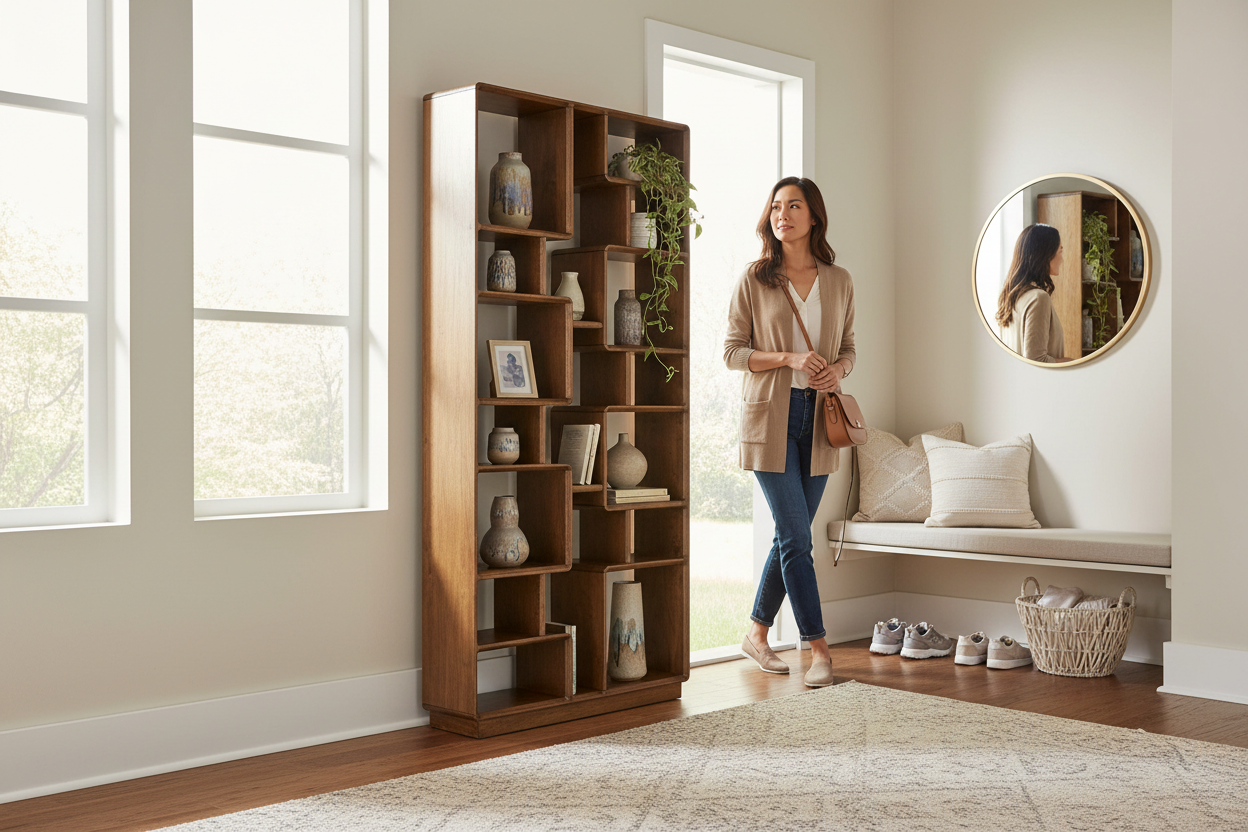 Partition creating entrance area