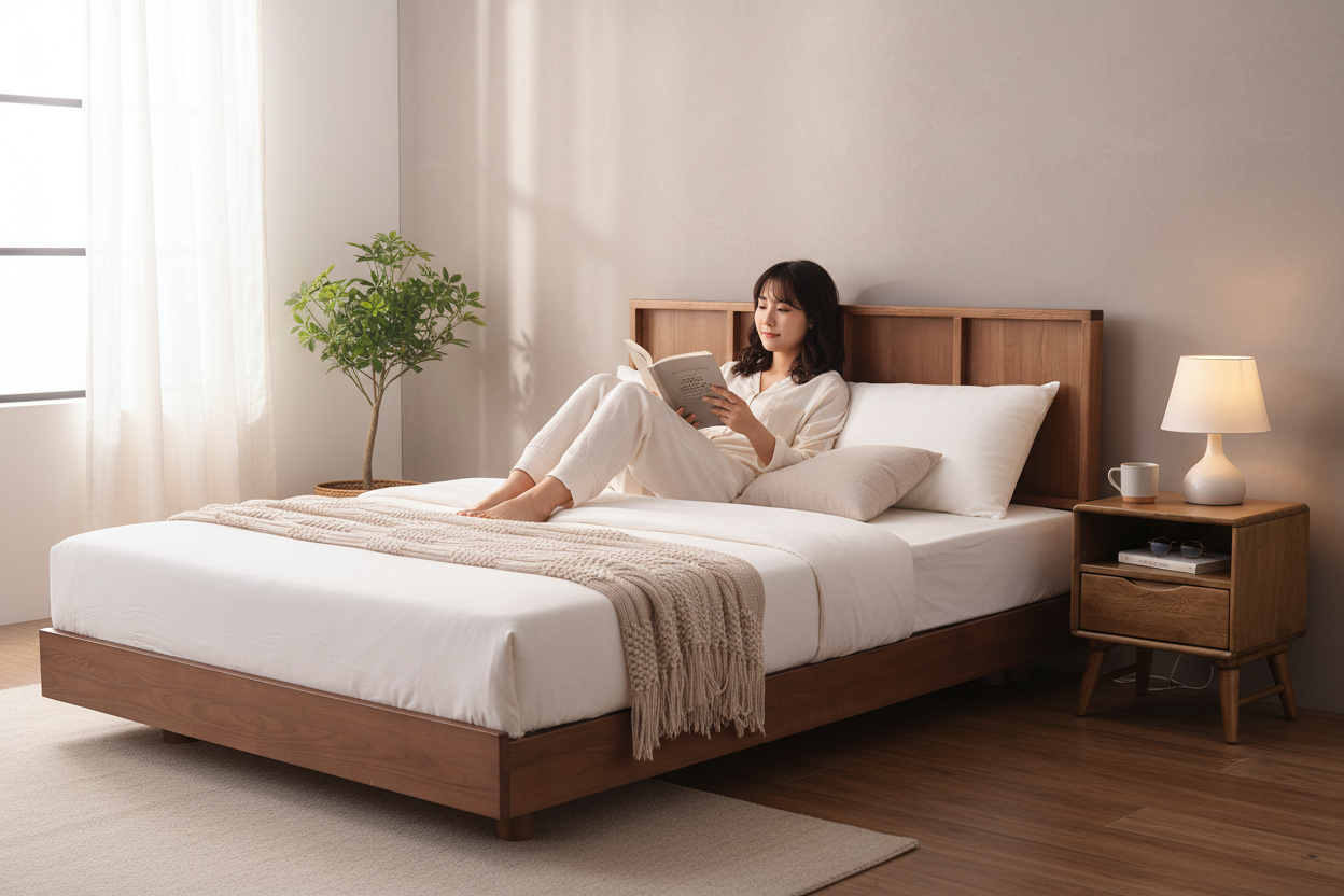 Person relaxing in bed