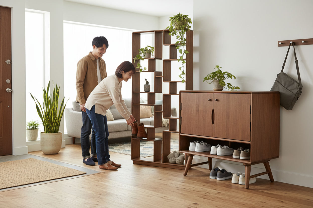 Shoe rack and tall partition
