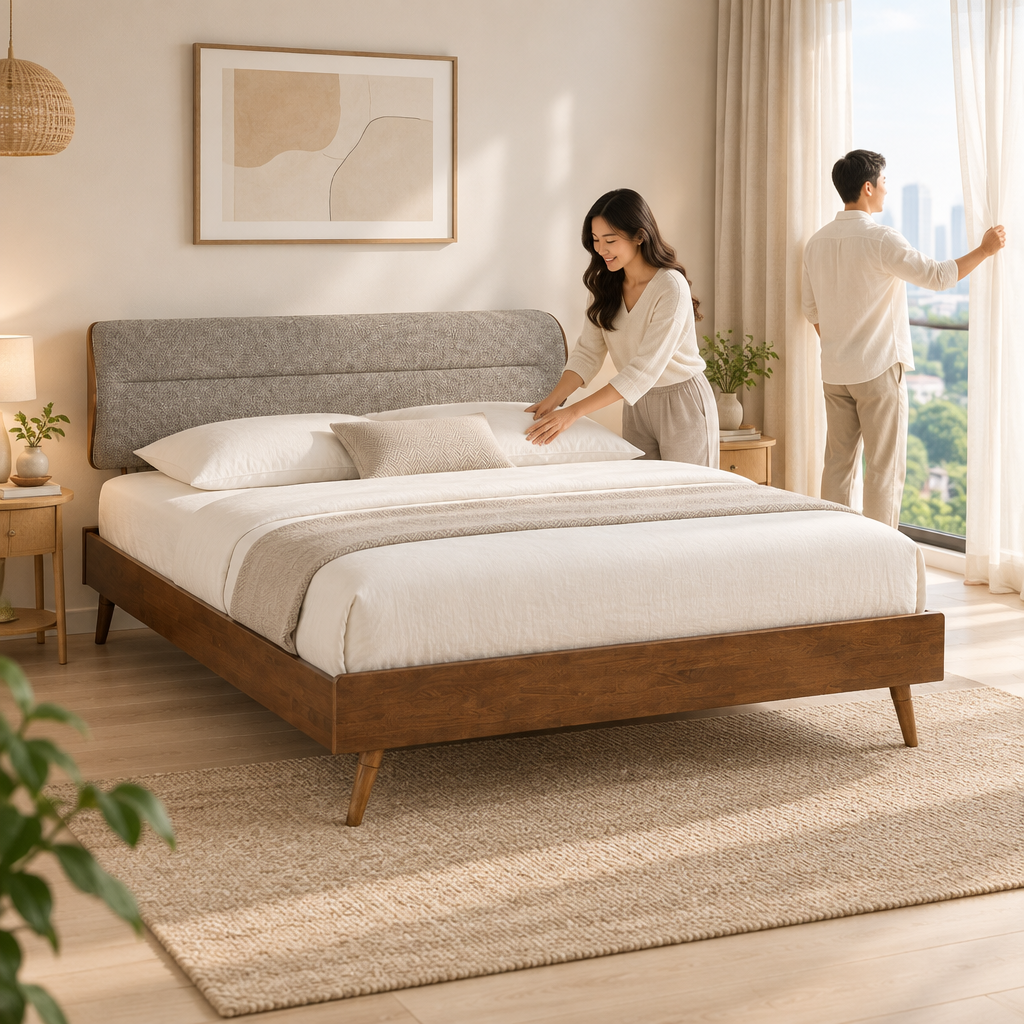 Square lifestyle image of the Nordic Bed Frame FJ 15218