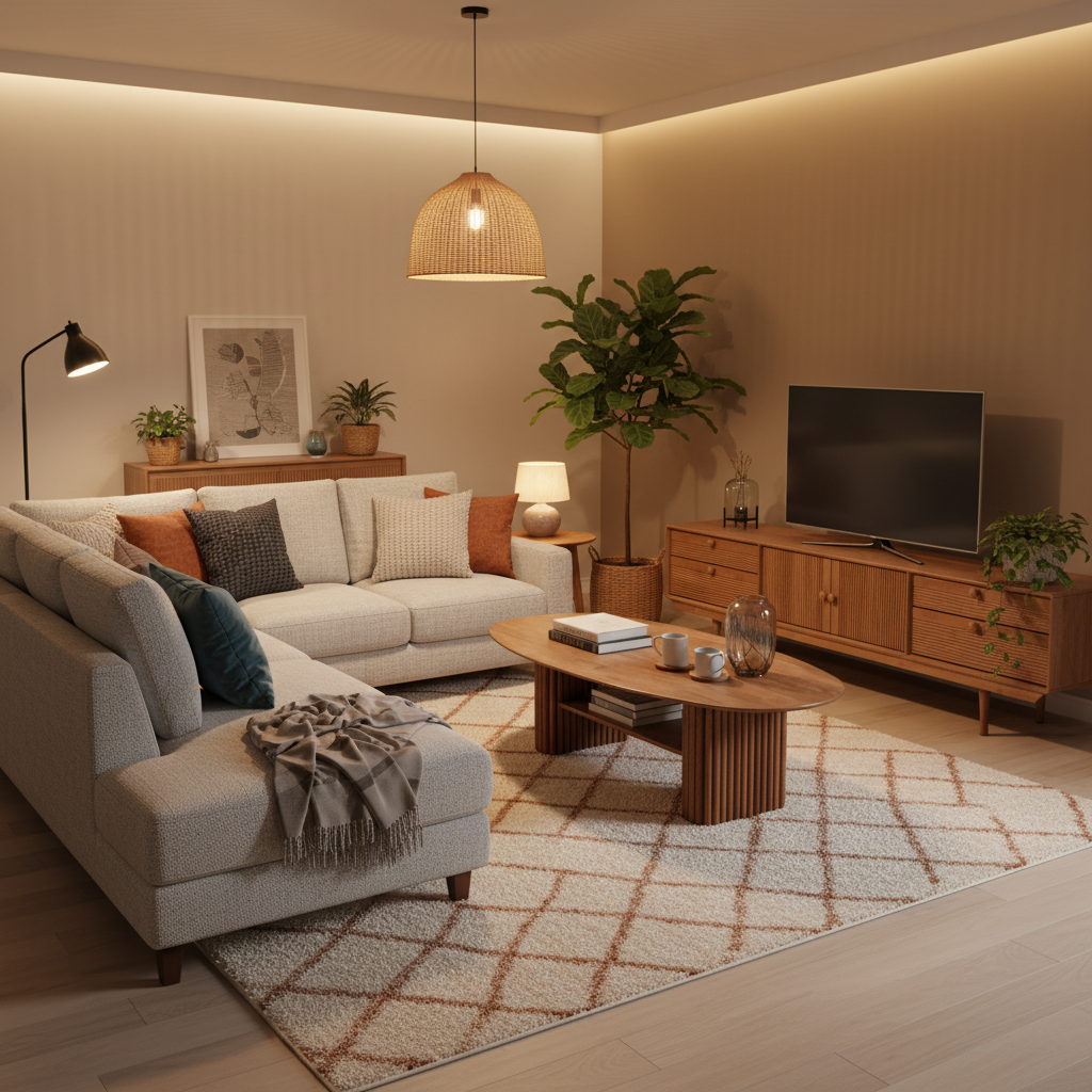 Square living room scene